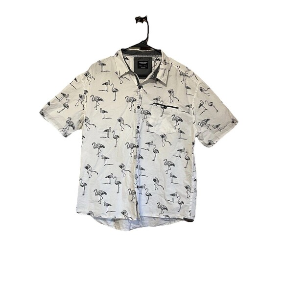 SUNRISE KINGDOM Custom Design White Polo Shirt Flamingo Print Mens Size XL - Picture 1 of 12